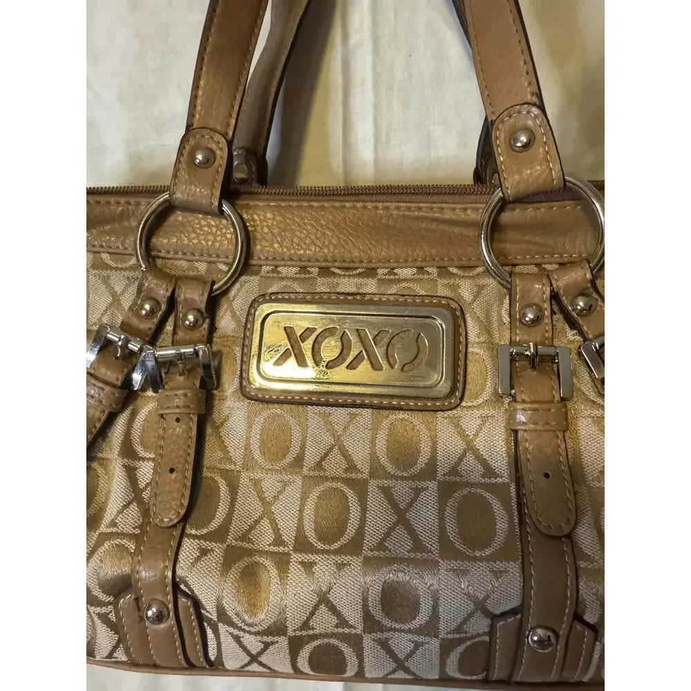Vintage Y2K XOXO Brown and Beige Logo Print Shoulder‎ Bag